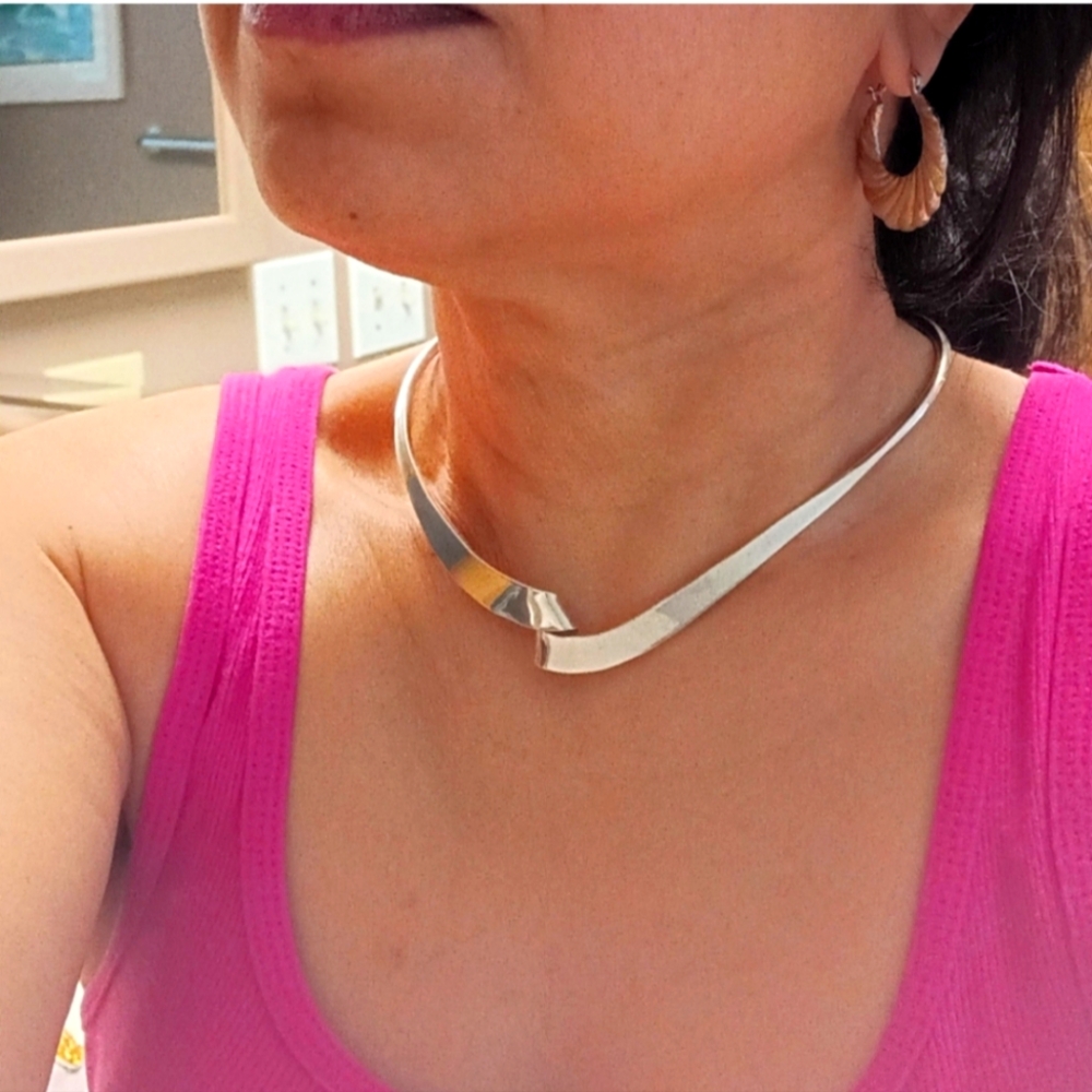 Modernist sterling collar twist chocker necklace handmade